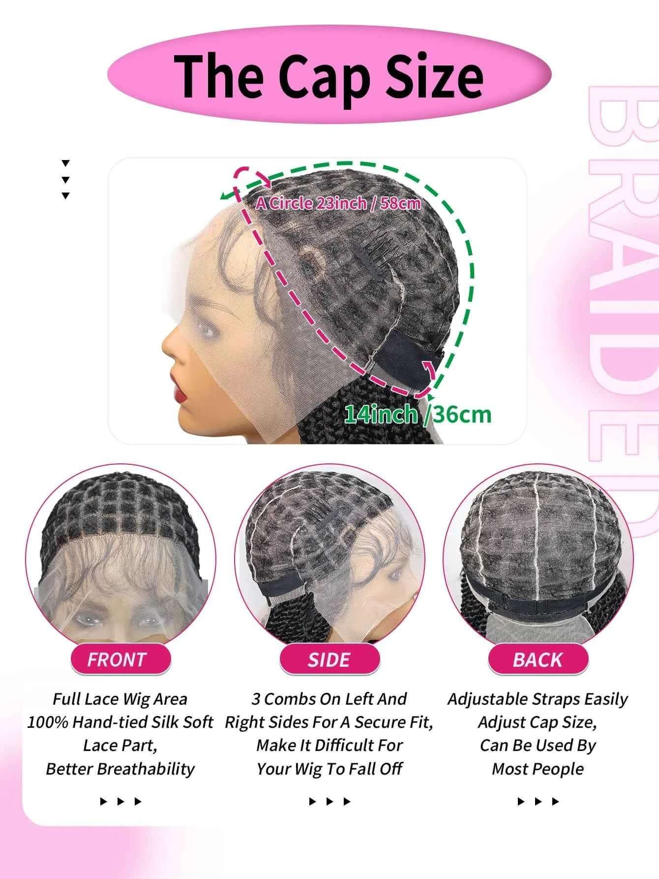 Super Long 40'' Synthetic Twist Braided Wigs Full Lace Knotless Small Box Braids With Baby Hair Senegalese Braiding Twists Wig