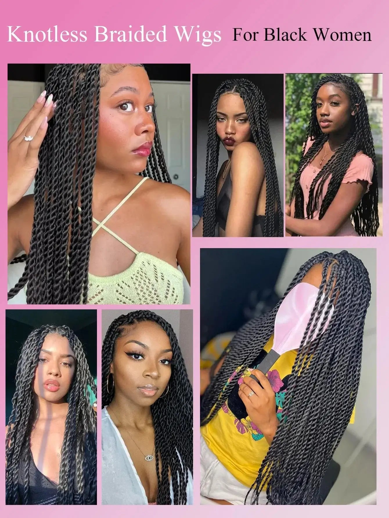 Super Long 40'' Synthetic Twist Braided Wigs Full Lace Knotless Small Box Braids With Baby Hair Senegalese Braiding Twists Wig GiFTiFY