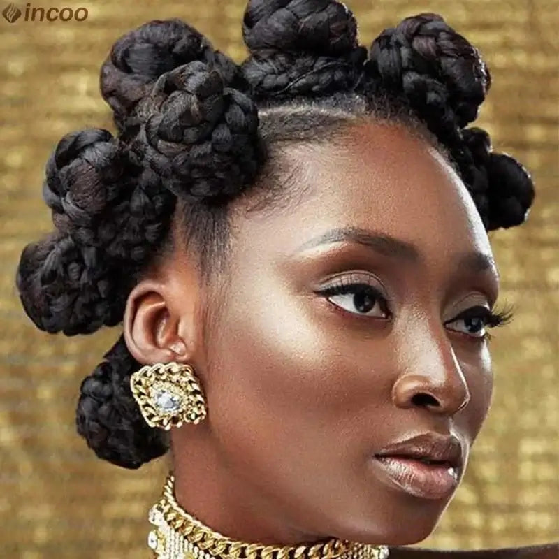Summer Synthetic Bantu Knots Cornrows Braided Wigs Knotless Large Box Braids Wig Full Lace Wig For Black Women Handmade Twists GiFTiFY