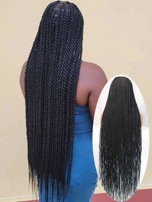 Super Long 40'' Synthetic Twist Braided Wigs  Full Lace Knotless Small Box Braids With Baby Hair Senegalese Braiding Twists Wig