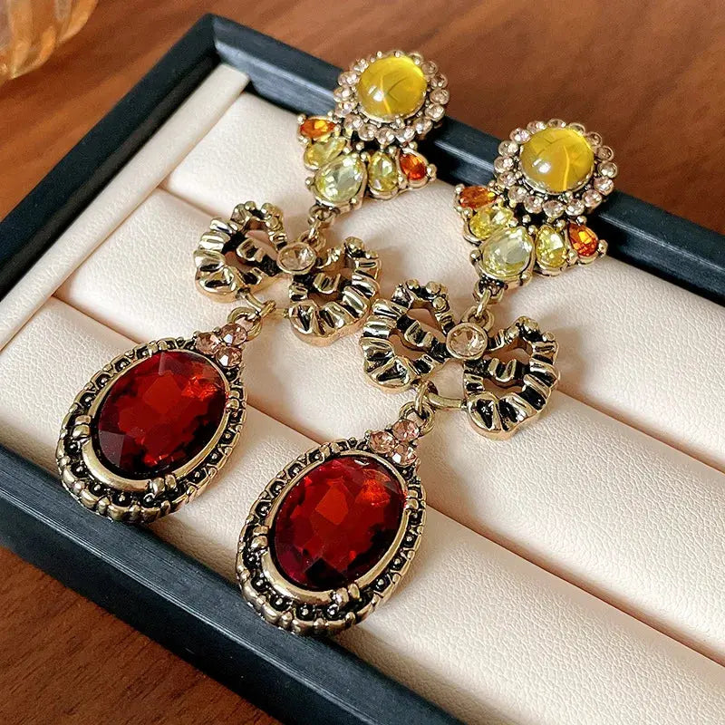 Draweye Bows Earrings for Women Medieval Palace Style Vintage Korean Fashion Aretes De Mujer Geometric Elegant Jewelry DSERS