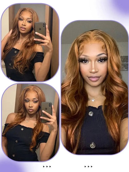 Colored Ginger Blonde 9X6 Glueless Lace Front Human Hair Wig Ready To Go&Wear Glueless Body Wave Lace Wig Burgundy Straight Wigs GiFTiFY