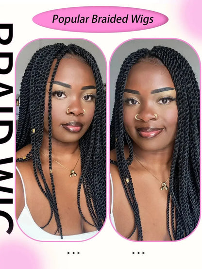 Senegalese Twists Synthetic Braided Wigs Long 40Inch Full Lace Wigs With Baby Hair Knotless Box Braiding Wigs For Black Women GiFTiFY