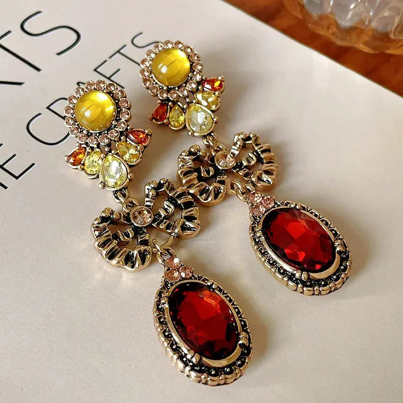 Draweye Bows Earrings for Women Medieval Palace Style Vintage Korean Fashion Aretes De Mujer Geometric Elegant Jewelry DSERS
