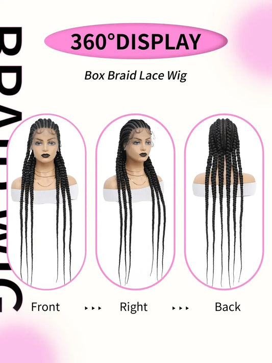 Cornrow Braids Wig Synthetic Full Lace Front Braided Wigs For Black Women 36 Inches Long Locs Goddess Braids Wig With Baby Hair GiFTiFY
