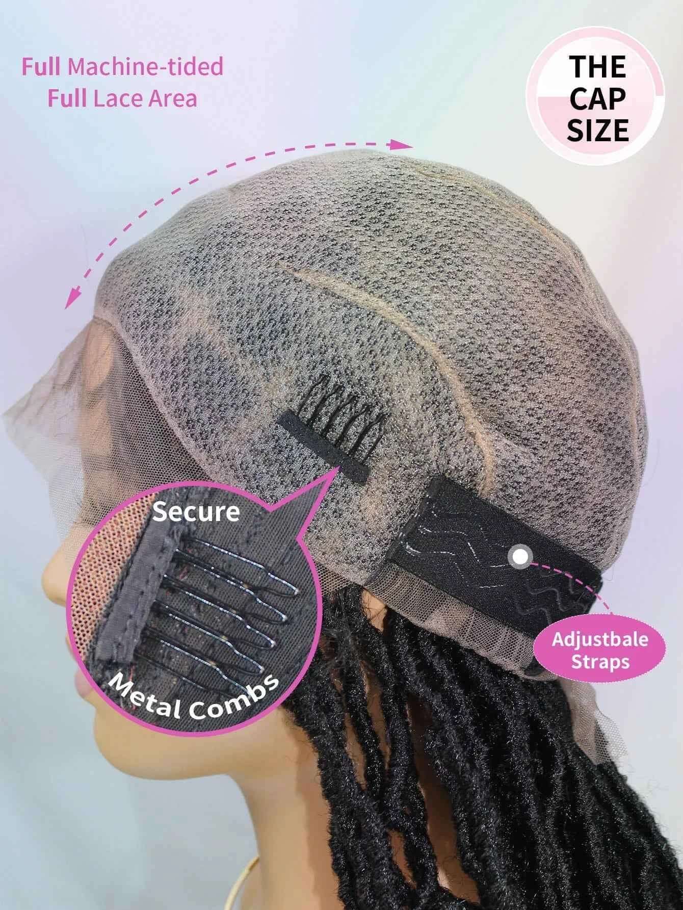Synthetic Lace Braided Wigs Faux Locs Lace Front Wig for Women Butterfly Locs Braids Wig Long Dreadlocks Free Part 40 Inch