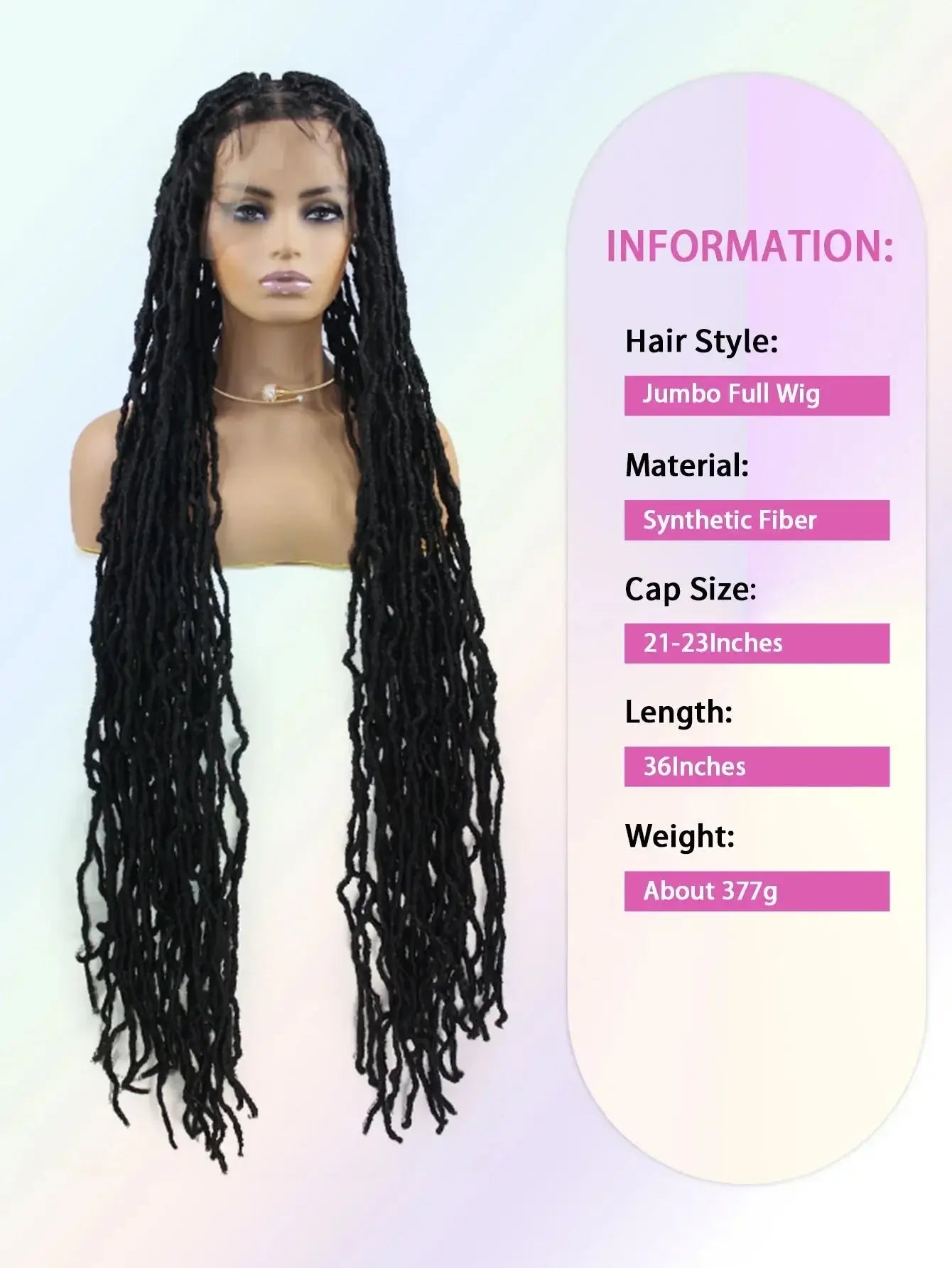 Synthetic Lace Braided Wigs Faux Locs Lace Front Wig for Women Butterfly Locs Braids Wig Long Dreadlocks Free Part 40 Inch GiFTiFY