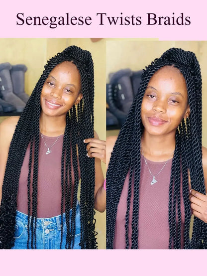 Senegalese Twists Synthetic Braided Wigs Long 40Inch Full Lace Wigs With Baby Hair Knotless Box Braiding Wigs For Black Women GiFTiFY