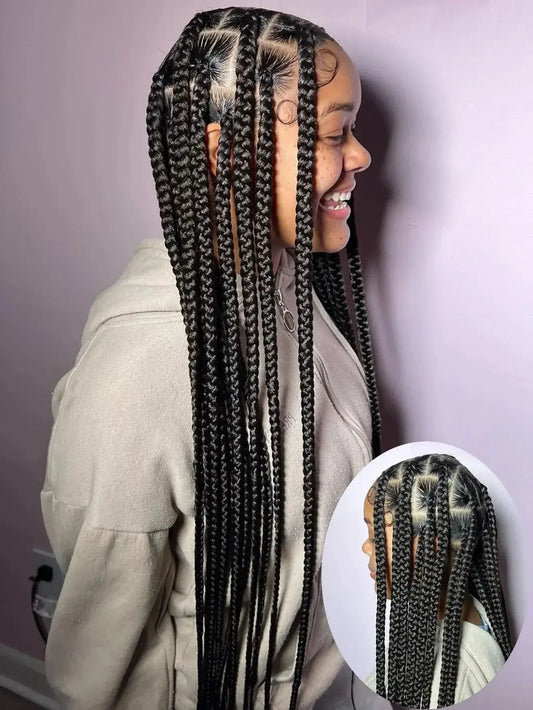 Cornrows Full Lace Braided Wigs Synthetic Knotless Box Braiding Wigs For Black Women 36'' Tribal Box Braids Wigs With Baby Hair GiFTiFY