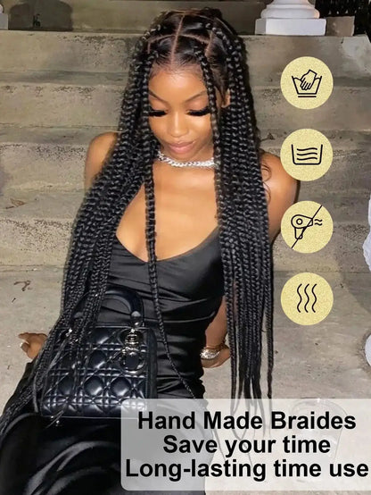 Synthetic Jumbo Cornrow Braided Wig Long 36'' Full Lace Front Braids Knotless Box Braided Wigs For Black Women Blonde Braid Wigs GiFTiFY