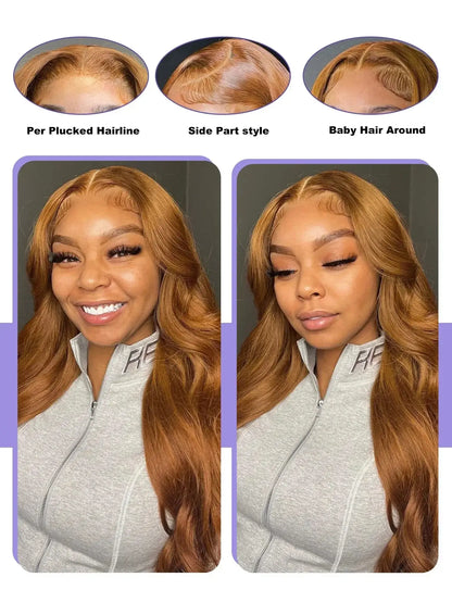 Colored Ginger Blonde 9X6 Glueless Lace Front Human Hair Wig Ready To Go&Wear Glueless Body Wave Lace Wig Burgundy Straight Wigs GiFTiFY