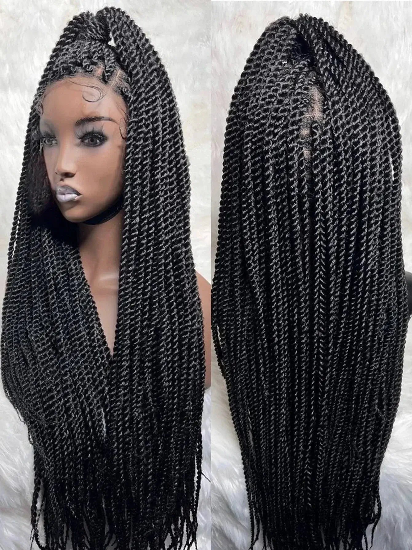 Synthetic Full Lace Frontal Twist Braided Wigs For Black Women Faux Locs Knotless Box Braided Lace Wig Goddess Senegalese Braids GiFTiFY