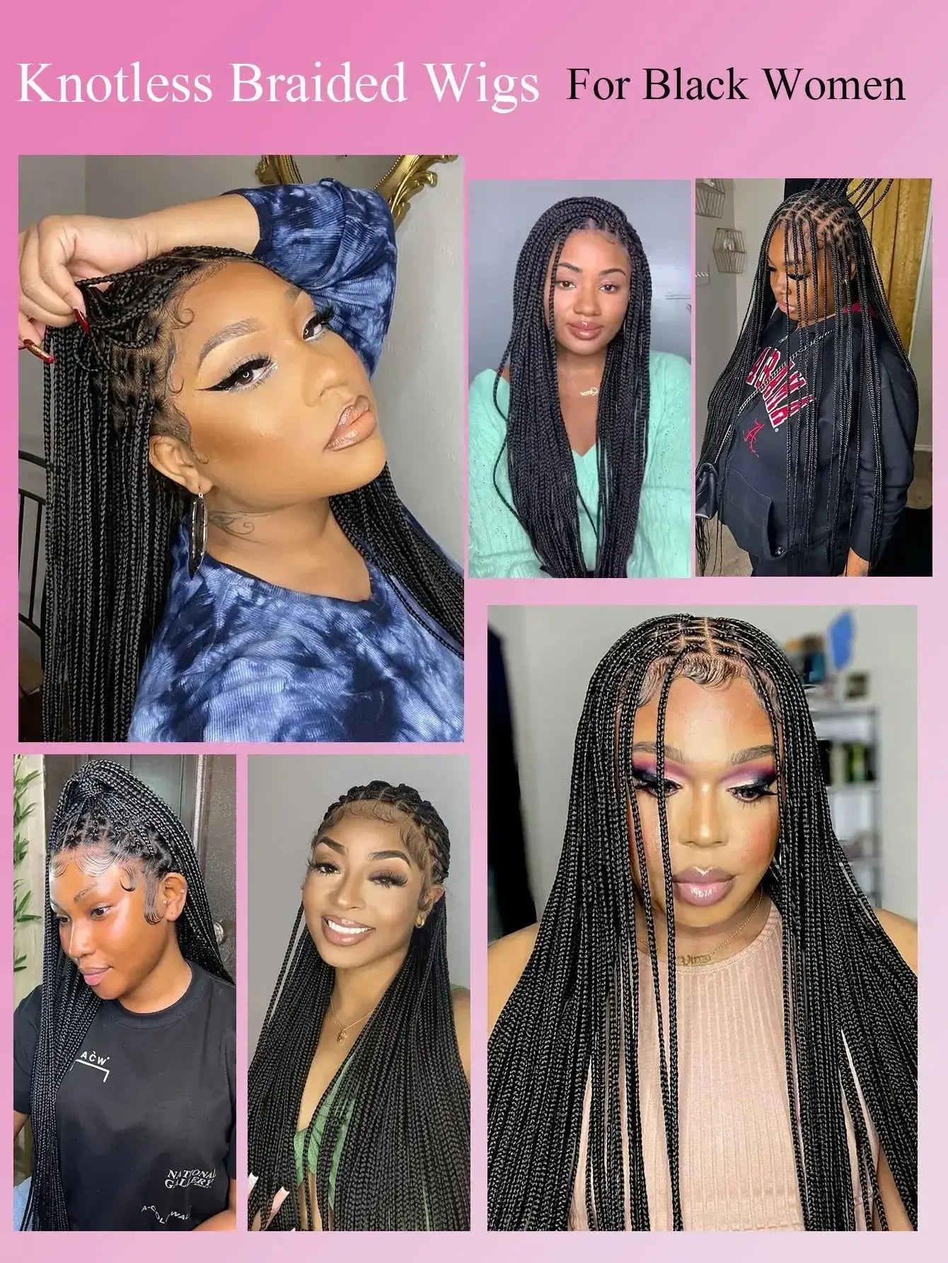 Synthetic Small Square Cornrows Braided Wigs Full Lace Knotless Box Braids Wig For Black Women 36 Inch Locs Goddess Braiding Wig GiFTiFY