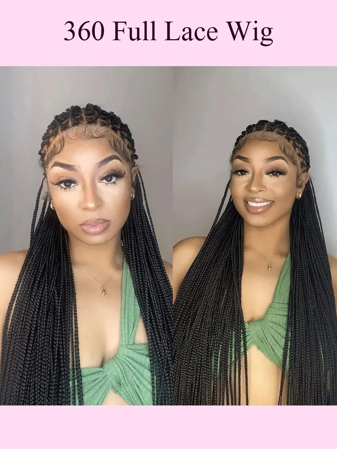 Synthetic Small Square Cornrows Braided Wigs Full Lace Knotless Box Braids Wig For Black Women 36 Inch Locs Goddess Braiding Wig GiFTiFY