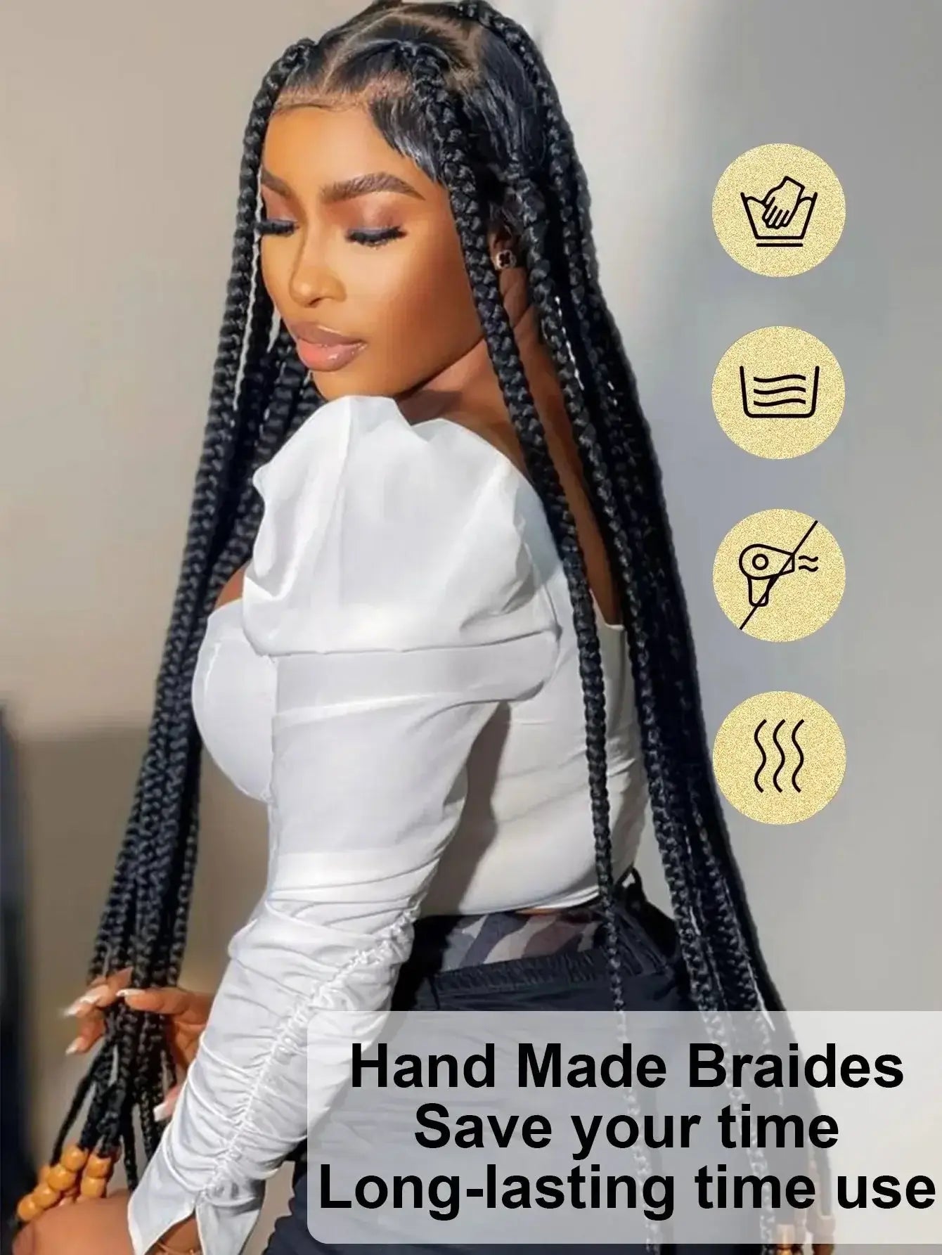Tribal Synthetic Cornrow Braided Wigs Full Lace Wig 36Inches Knotless Jumbo Knotless Box Braids Wig Square Part For Black Women GiFTiFY