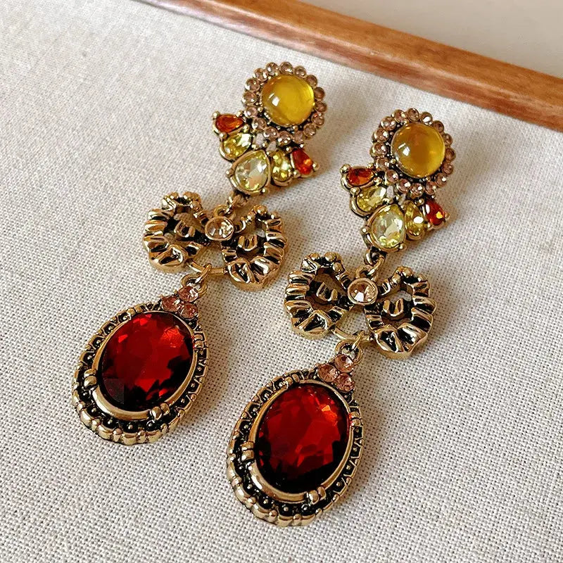 Draweye Bows Earrings for Women Medieval Palace Style Vintage Korean Fashion Aretes De Mujer Geometric Elegant Jewelry DSERS