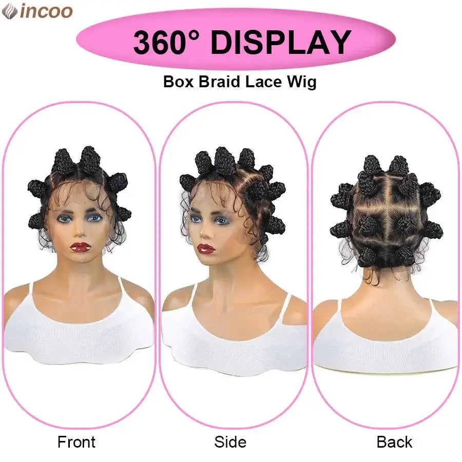 Summer Synthetic Bantu Knots Cornrows Braided Wigs Knotless Large Box  Braids Wig Full Lace Wig For Black Women Handmade Twists GiFTiFY