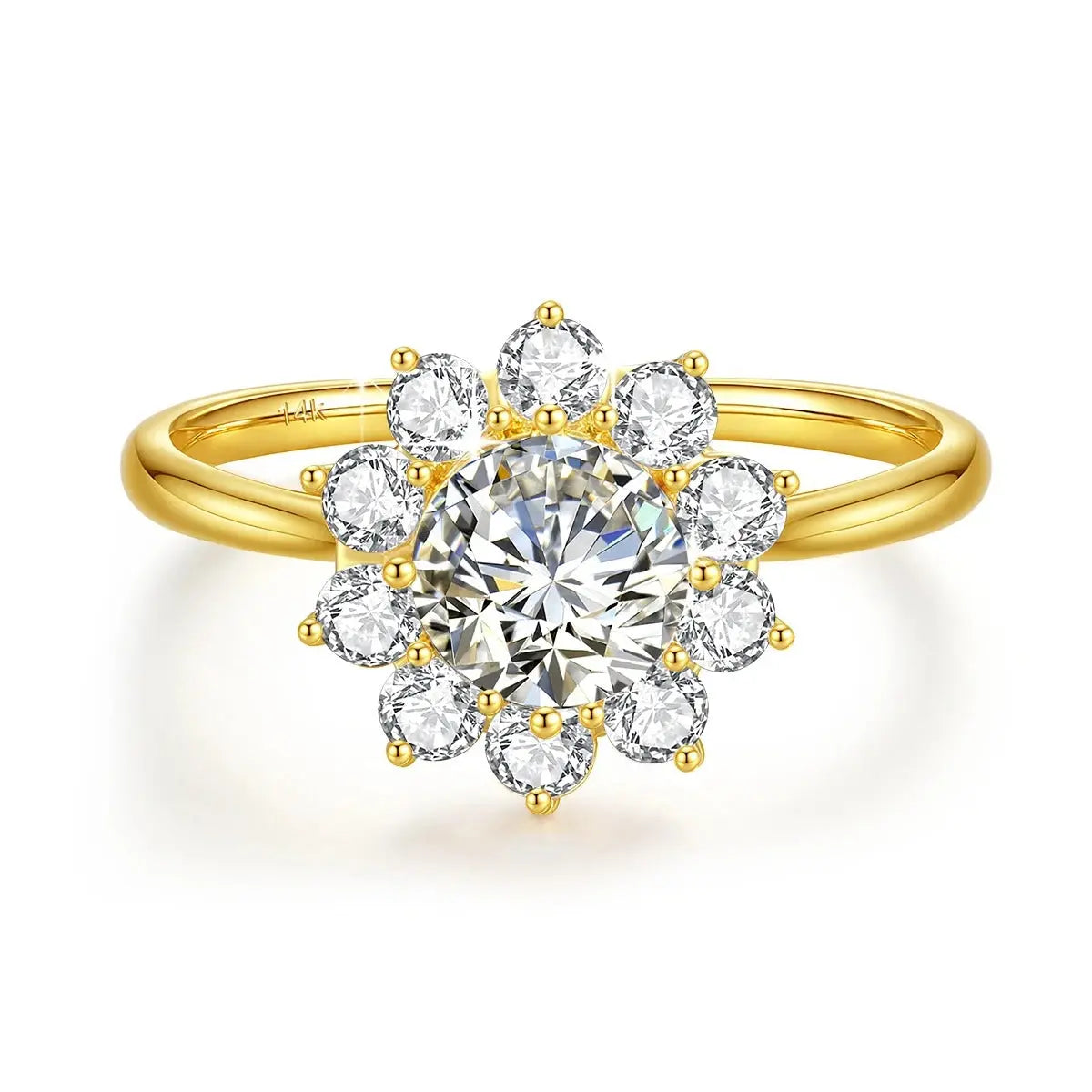 14K Gold Moissanite Flower Ring Dropshee