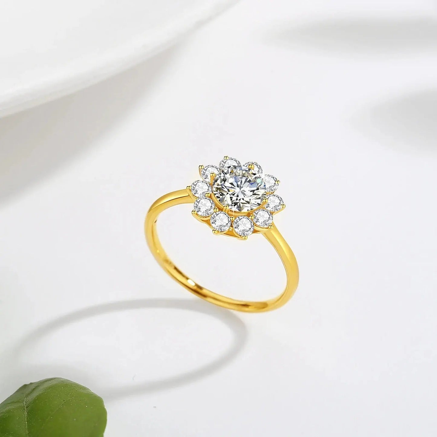 14K Gold Moissanite Flower Ring Dropshee