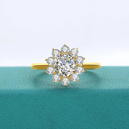 14K Gold Moissanite Flower Ring Dropshee