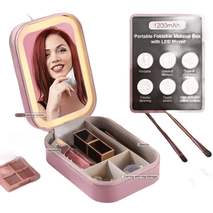 Portable LED Mirror Travel Makeup Box - GiFTiFY