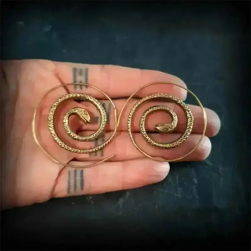 Vintage Egyptian Inspired Designs Sacred Wings Scarab Large Hoops Earrings Gypsy Tribal Women Gold Color Earrings Party Gift - GiFTiFY