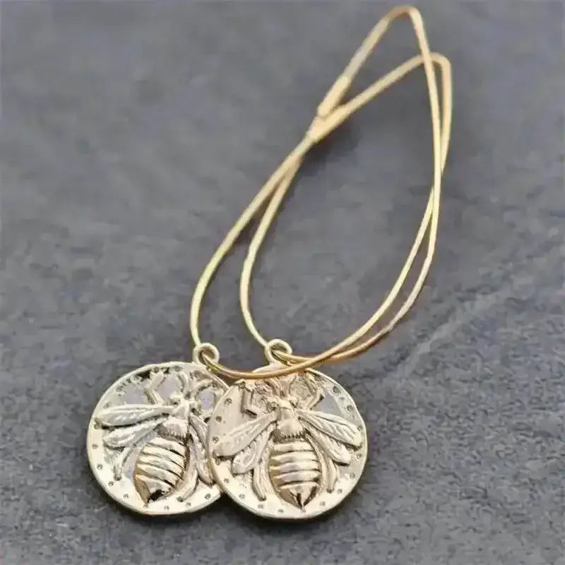 Vintage Egyptian Inspired Designs Sacred Wings Scarab Large Hoops Earrings Gypsy Tribal Women Gold Color Earrings Party Gift - GiFTiFY